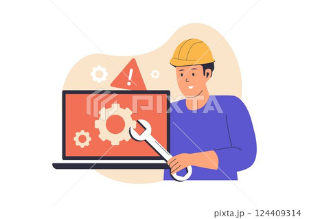 Laptop Repair and Maintenance Service Illustration 124409314