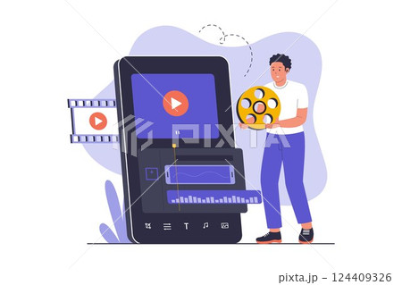 Smartphone Content Creation and Video Production Concept Smartphone Content Creation and Video Production Concept 124409326