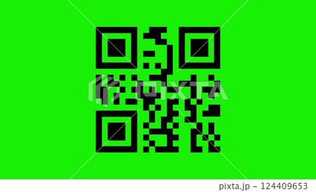 QR code being scanned on a green background. 3d illustration 124409653