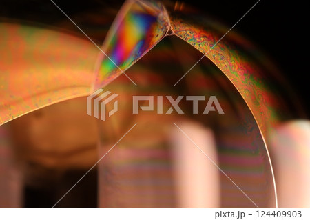 Green liquid surface, colourful abstract, surrealistic art, line of light, black background, beautiful scientific background 124409903