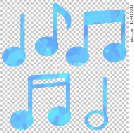 Simple musical note illustration set Vector material Blue 124410332