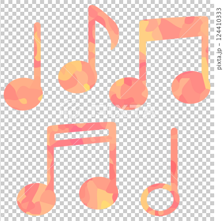 Simple musical note illustration set Vector material Pink color 124410333