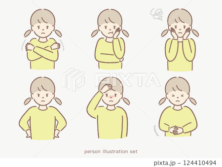体調不良の女の子イラストセット 124410494