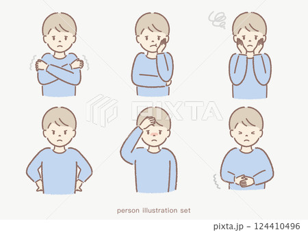 体調不良の男の子イラストセット 体調不良の男の子イラストセット 124410496