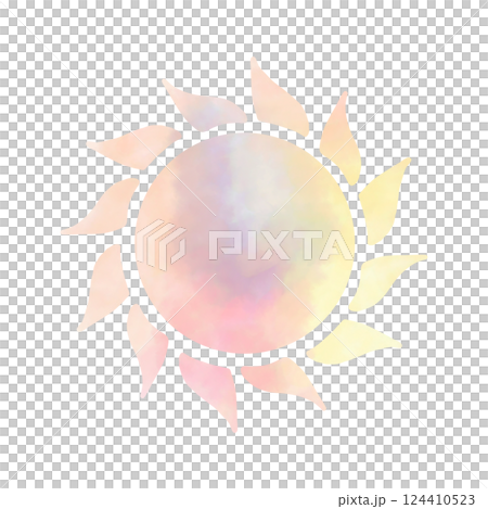 淡い色のシンプルな太陽 水彩風 淡い色のシンプルな太陽 水彩風 124410523