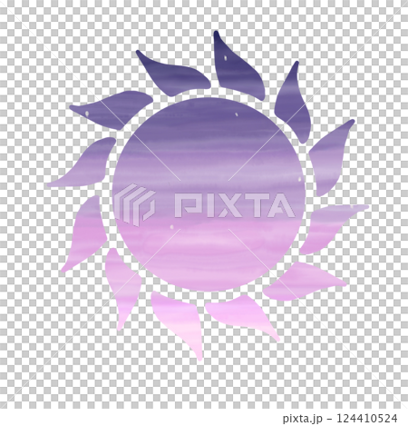 A simple sun in the color of the night sky, watercolor style 124410524