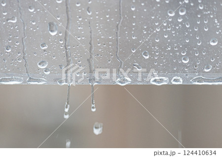 雨傘についた雨のしずく 124410634