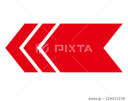シンプルな左向きの赤い矢印 シンプルな左向きの赤い矢印 124411378