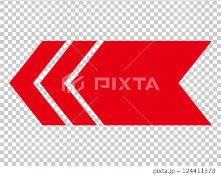 シンプルな左向きの赤い矢印 シンプルな左向きの赤い矢印 124411378