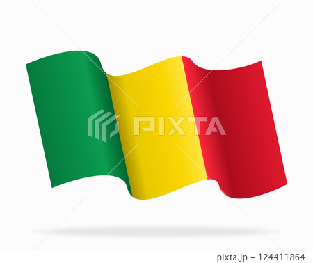Malian flag wavy background layout. Vector illustration. 124411864