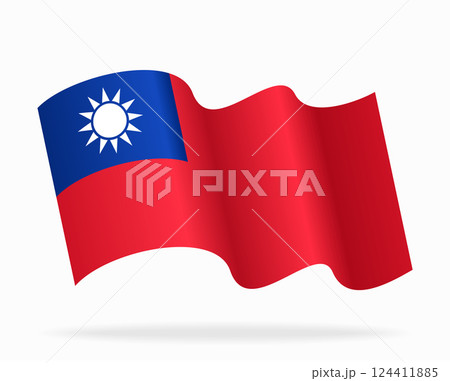 Taiwanese flag wavy background layout. Vector illustration. 124411885