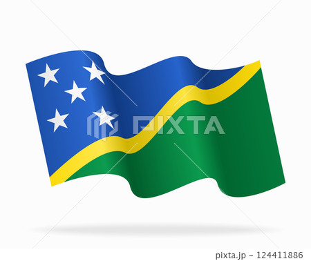 Solomon Islands flag wavy background layout. Vector illustration. 124411886