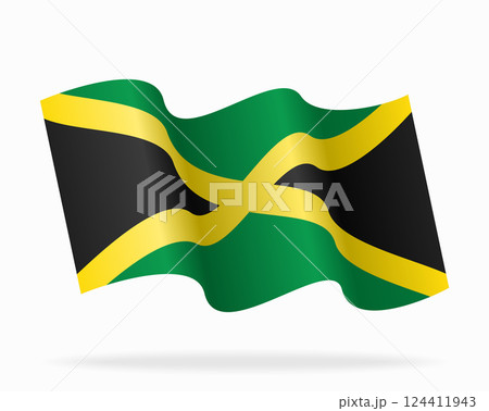 Jamaican flag wavy background layout. Vector illustration. Jamaican flag wavy background layout. Vector illustration. 124411943