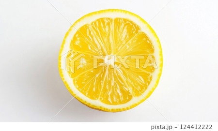 レモンの断面が見える鮮やかな黄の輪 レモンの断面が見える鮮やかな黄の輪 124412222