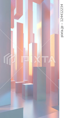さわやかな色合いの抽象的な風景、昼間の光を 124412234