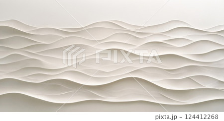 壁に施された立体的な波模様のテクスチャデザ 124412268