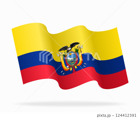 Ecuadorean flag wavy background layout. Vector illustration. 124412391