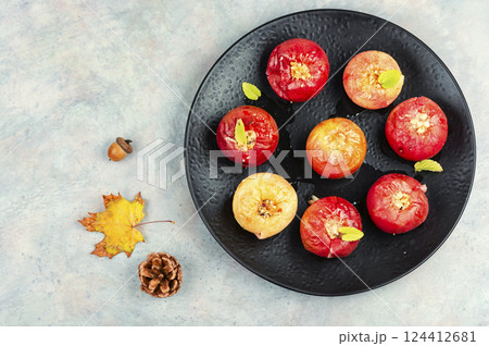 Caramelized baked apple dessert. 124412681