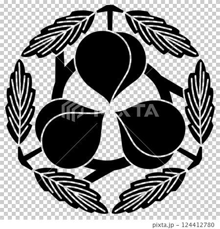 家紋です。枝葉付き三つ桃といいます。 124412780