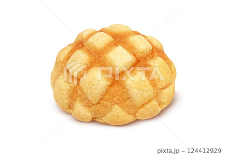 メロンパンのイラスト リアル 白バック 124412929