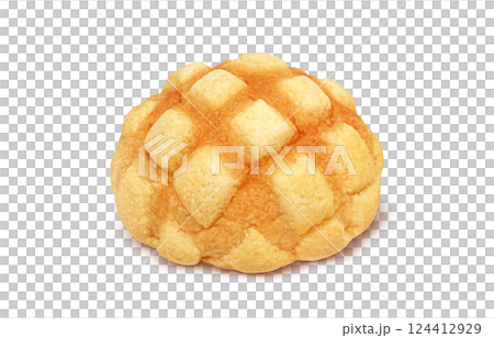 メロンパンのイラスト リアル 白バック 124412929