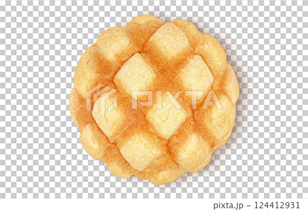 Melon bread illustration realistic white background 124412931