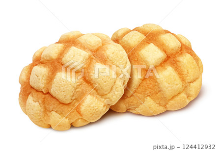 メロンパン イラスト リアル 白バック 124412932