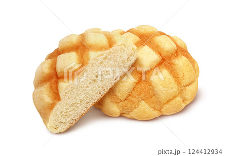 メロンパン イラスト リアル 白バック 124412934