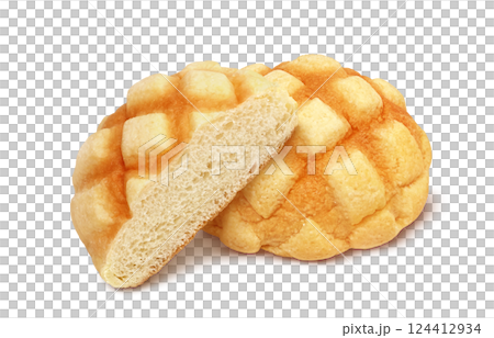 メロンパン イラスト リアル 白バック 124412934