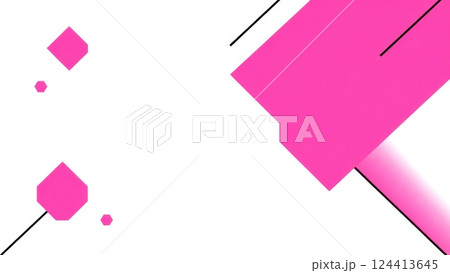 there is a pink and black geometric background with a black and white cat 124413645