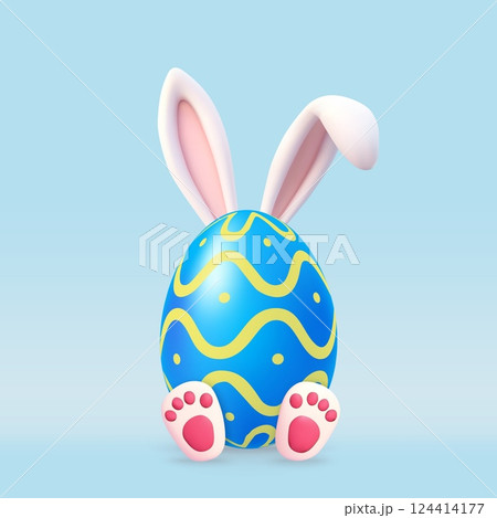 3d easter eggs with bunny ears 124414177