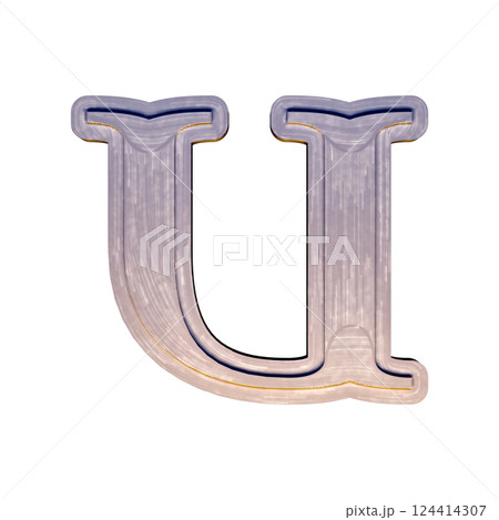 Vintage decorative font. Badly painted letter on white background. 124414307