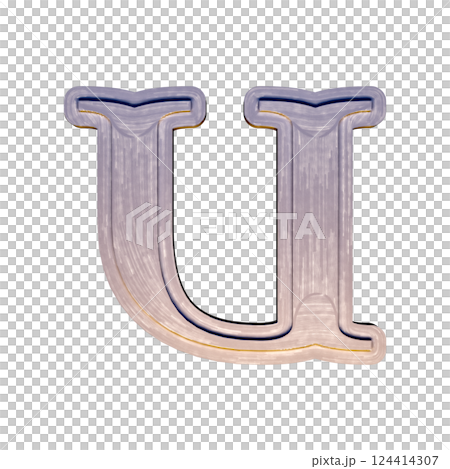 Vintage decorative font. Badly painted letter on white background. 124414307