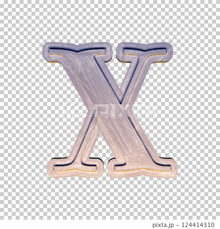 Vintage decorative font. Badly painted letter on white background. 124414310