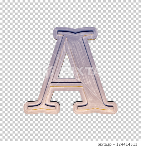 Vintage decorative font. Badly painted letter on white background. 124414313