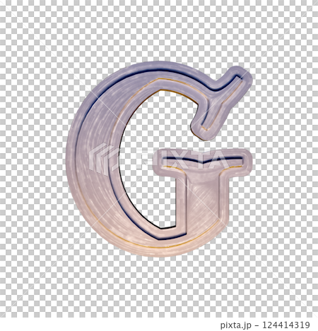 Vintage decorative font. Badly painted letter on white background. 124414319