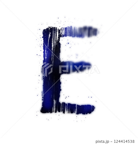 Blue blurred letter on wet paper. Vague effect font. 124414538