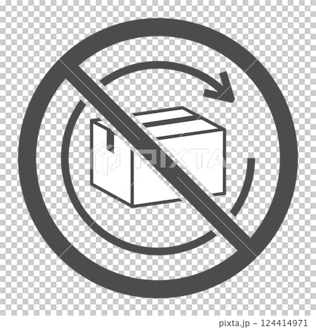 A vector icon illustration of a cardboard line drawing that indicates that luggage or products cannot be returned A vector icon illustration of a cardboard line drawing that indicates that luggage or products cannot be returned 124414971