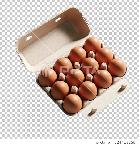 Organic brown eggs in egg tray or carton. Poultry eggs in food or breakfast carton. Organic brown eggs in egg tray or carton. Poultry eggs in food or breakfast carton. 124415259
