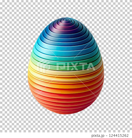 Colorful egg-shaped object with a seamless gradient of vibrant rainbow hues, ideal for creative and festive themes Colorful egg-shaped object with a seamless gradient of vibrant rainbow hues, ideal for creative and festive themes 124415262
