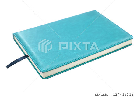 Leather personal office notebook isolated on the white Leather personal office notebook isolated on the white 124415518