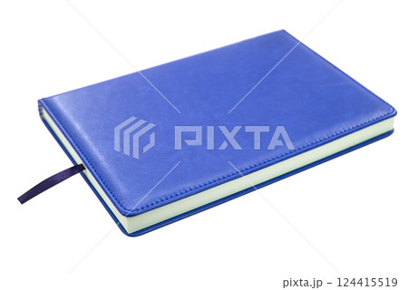 Leather personal office notebook isolated on the white Leather personal office notebook isolated on the white 124415519