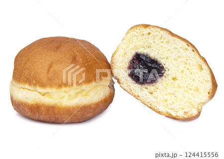 Tasty berliner donuts ball isolated on the white background 124415556