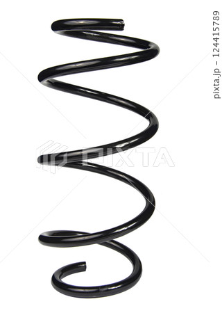 Car spare part. Large metal spring on white background. cushioning spring over white background, auto spare parts. automotive suspension springs on a white background Car spare part. Large metal spring on white background. cushioning spring over white background, auto spare parts. automotive suspension springs on a white background 124415789