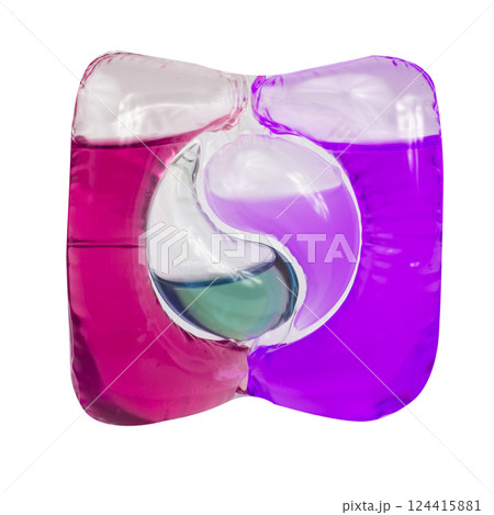 washing powder for colored laundry in a capsule cleaning gel isolated on white background 124415881