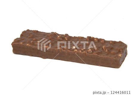 Chocolate glazed waffle sweets isolated on the white background Chocolate glazed waffle sweets isolated on the white background 124416011