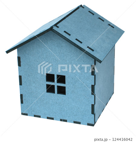 Wooden craft decorative house model isolated on the white background 124416042