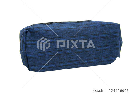 Cosmetic or pencil pen case container isolated on the white background Cosmetic or pencil pen case container isolated on the white background 124416098