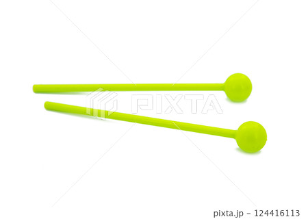 Toy colorful drumsticks isolated on the white background Toy colorful drumsticks isolated on the white background 124416113