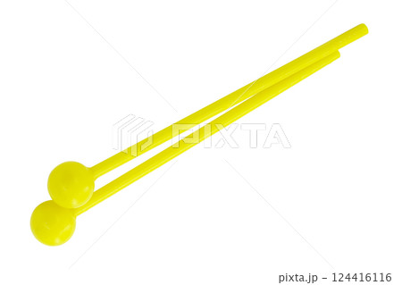 Toy colorful drumsticks isolated on the white background Toy colorful drumsticks isolated on the white background 124416116